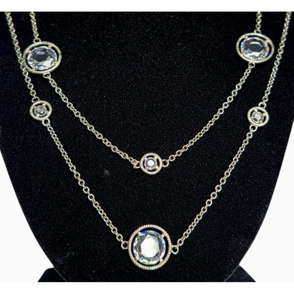 New Tocara Sterling Silver Necklace DiAmi Crystal Bezel Station 42" Long Bianca - Picture 8 of 12